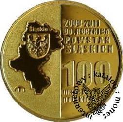 100 marek polskich - 90. ROCZNICA POWSTAŃ ŚLĄSKICH (golden nordic III)