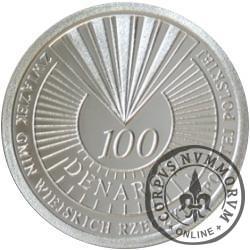 100 denarów - Związek Gmin Wiejskich Rzeczypospolitej Polskiej (Ag)