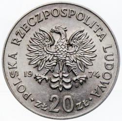 20 złotych - Nowotko - obrzeże szerokie, znak w prawo