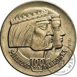 100 złotych - Mieszko i Dąbrówka - głowy (napis na boku)