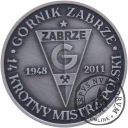 Górnik Zabrze - 14 krotny Mistrz Polski (mosiądz posrebrzany oksydowany)