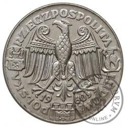 100 złotych - Mieszko i Dąbrówka - głowy w prawo, Aw: orzeł, Rw: nominał, Ag.700 st. płaski