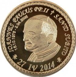 10 denarów - DENARIUS X (mosiądz - wersja krajowa) / Jan Paweł II - KANONIZACJA - stempel obrócony