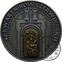 40 kwartników czerwińskich - 600 LECIE BITWY POD GRUNWALDEM (brąz srebrzony oksydowany - st. odwrócony)