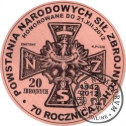 20 zbrojnych - Ignacy Oziewicz – pierwszy komendant główny NSZ (miedź - Φ 22 mm)