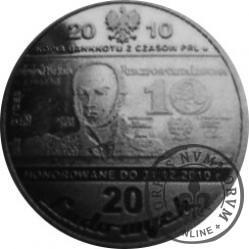 20 ludowych / BANKNOTY PRL - 10 złotych (mosiądz srebrzony oksydowany)
