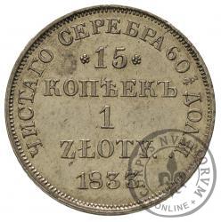 15 kopiejek - 1 złoty (z kreską ułamkową)