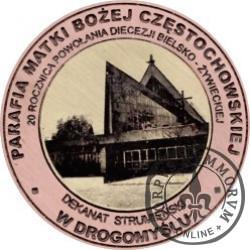 20 Diecezji - PARAFIA MATKI BOŻEJ CZĘSTOCHOWSKIEJ W DROGOMYŚLU (miedź + rycina - Φ 38 mm)