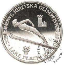 200 złotych - XIII igrzyska Lake Placid 1980 - skoczek znicz