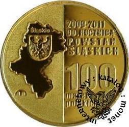 100 marek polskich - 90. ROCZNICA POWSTAŃ ŚLĄSKICH (golden nordic I)