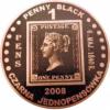 1 PENNY BLACK - PIERWSZY ZNACZEK NA ŚWIECIE 1840 / WZORZEC PRODUKCYJNY DLA MONETY (miedź patynowana)