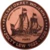 20 bitewnych - BITWA MORSKA POD OLIWĄ (1627) OKRĘTY - Żółty Lew / WZORZEC PRODUKCYJNY DLA MONETY (miedź patynowana)