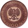 100 złotych - Mikołaj Kopernik - włosy dotykają obrzeża, Cu