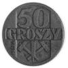 50 groszy - skrzyżowane młotki z kłosem